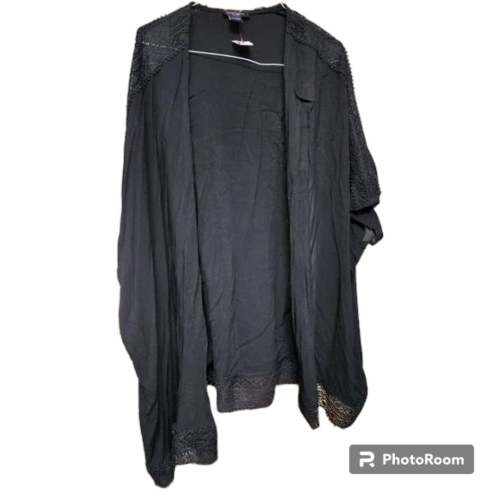 Black Coverup/Jacket Plus Size 3X NEW by Love Cameron Lace Embellishments